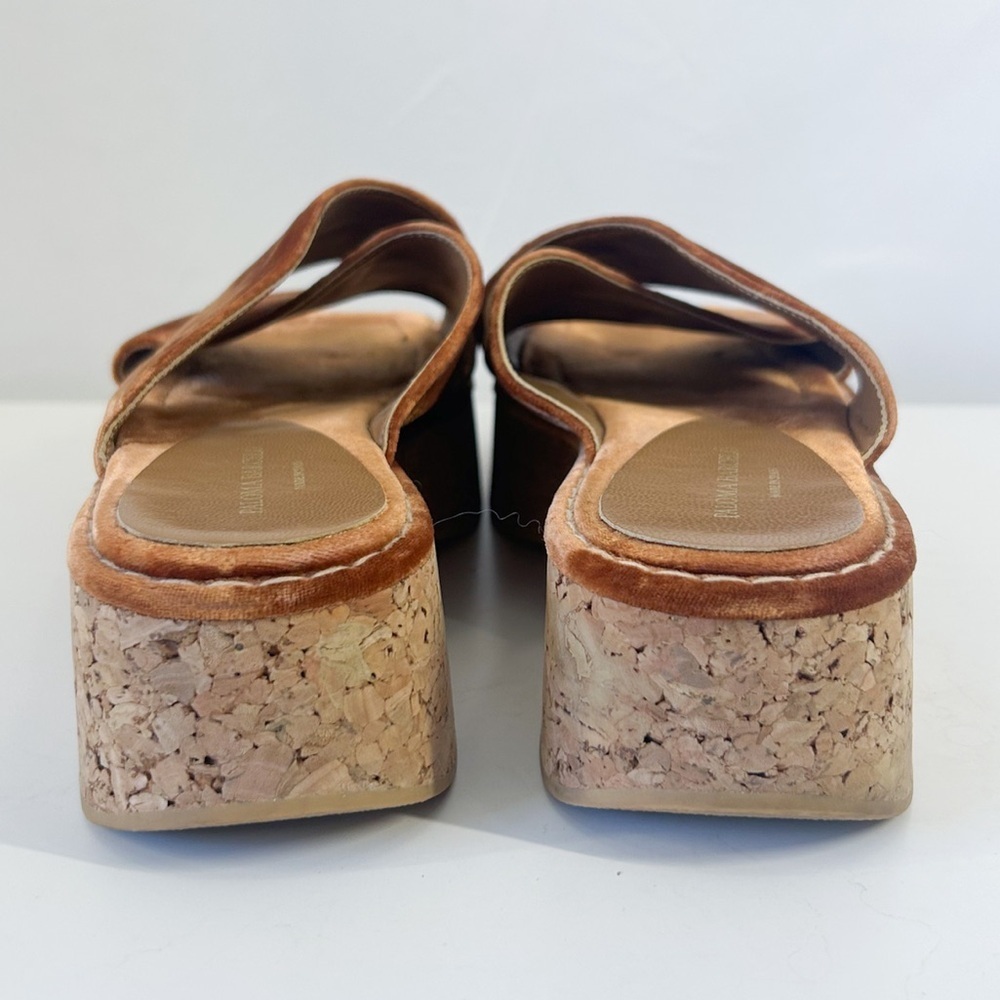 Paloma Barcelo Copper Velvet Cork Platform Sandals - Picture 4 of 7